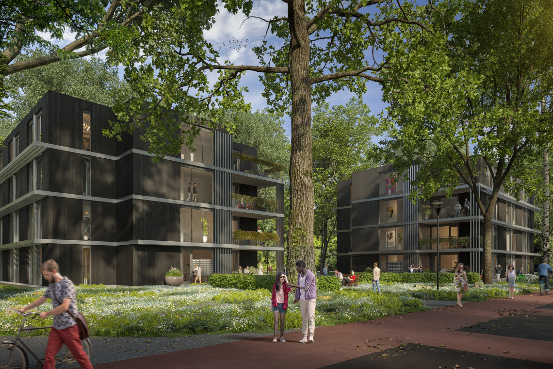 Foto: illustratie van de nieuwe studentenwoningen.