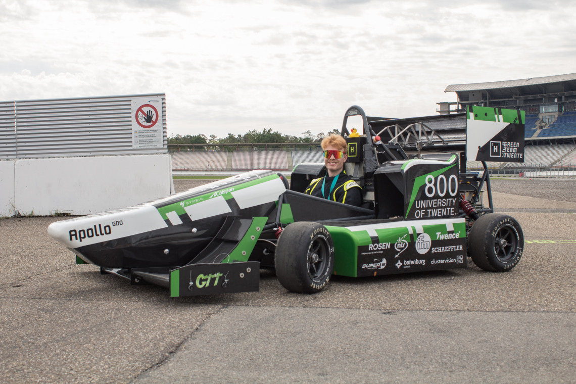 De vorige auto van Green Team Twente op het circuit van Hockenheim.