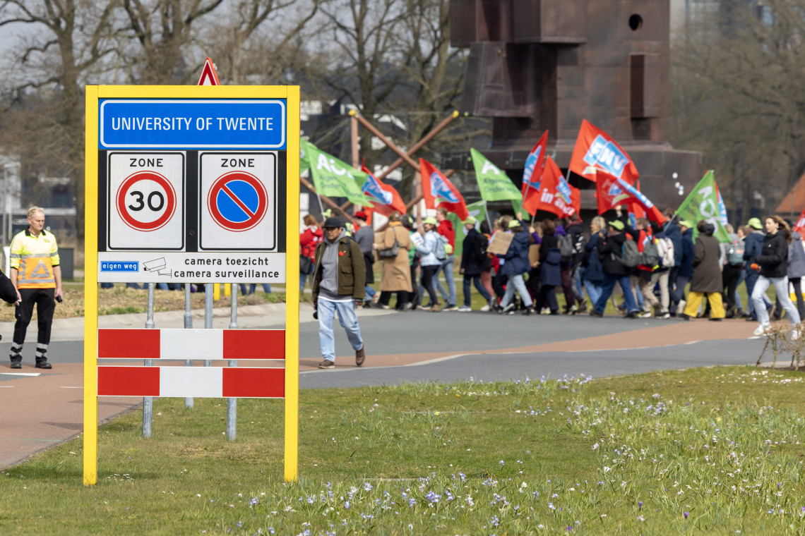 Ter illustratie, de stakingsdag op de UT op 25 maart, tegen bezuinigingen.