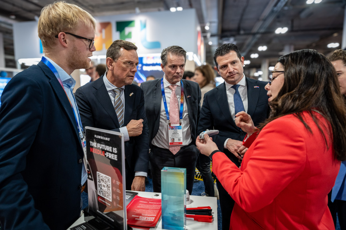 Lea Milovich, CEO and co-founder of FlowBeam, at their stand at CES